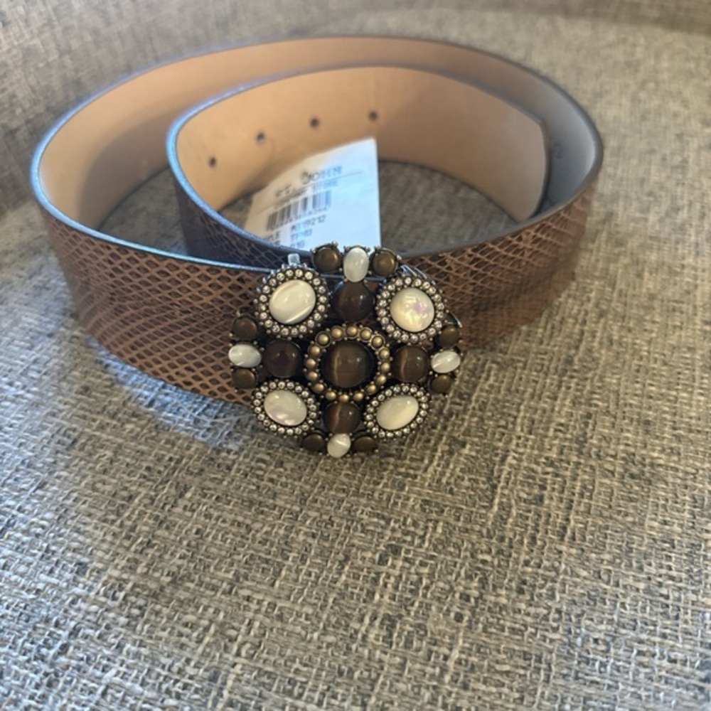NWT St.John python belt with rhinestone buckle size P